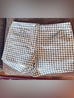 J Crew shorts in brown, pale blue and cream